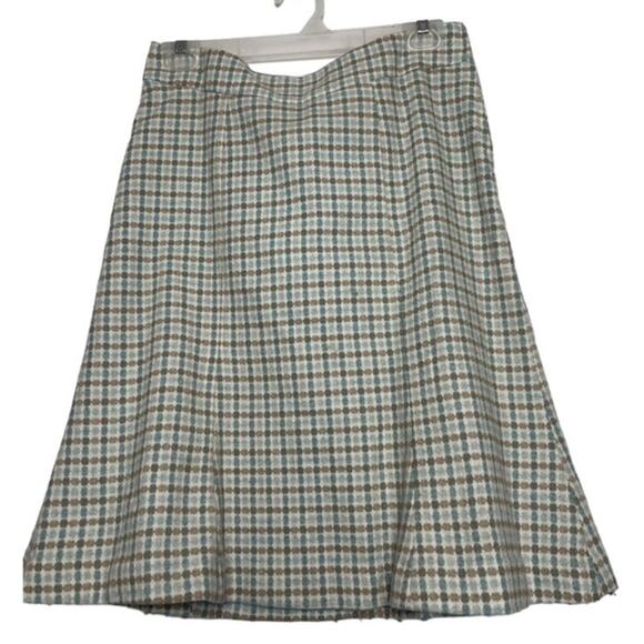 H&M Wool A-Line Knee Length Skirt Womens 6 Polka Dotted Academia Y2K Blue - Picture 1 of 13